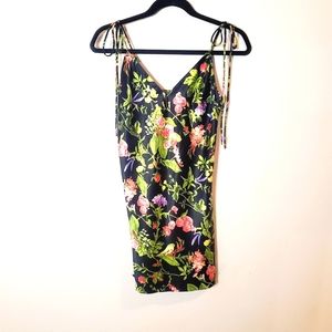 Victoria's secret silky black Tie shoulder Mini dress slip